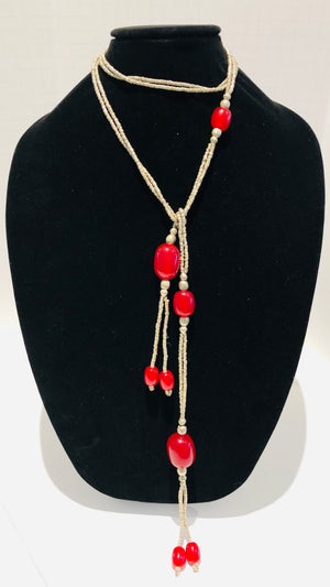 African Glass Bead Pendant Wrap Necklace | Ethiopia